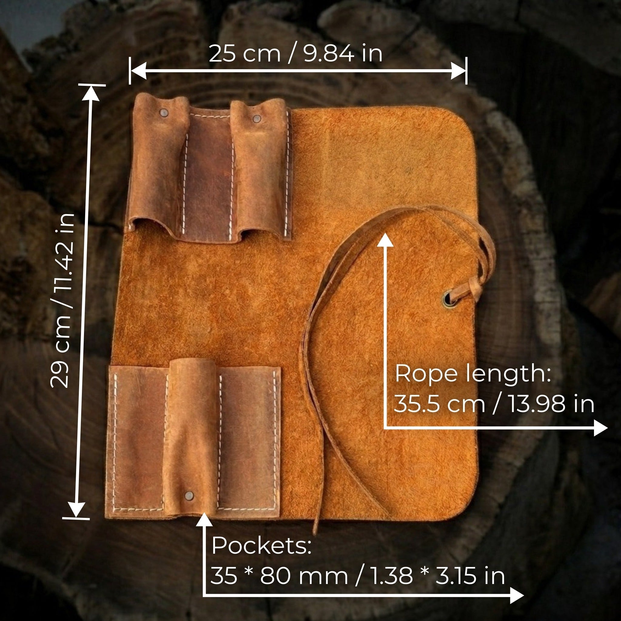 3 Pocket Leather Tool Roll - 4