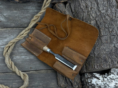 3 Pocket Leather Tool Roll - 3