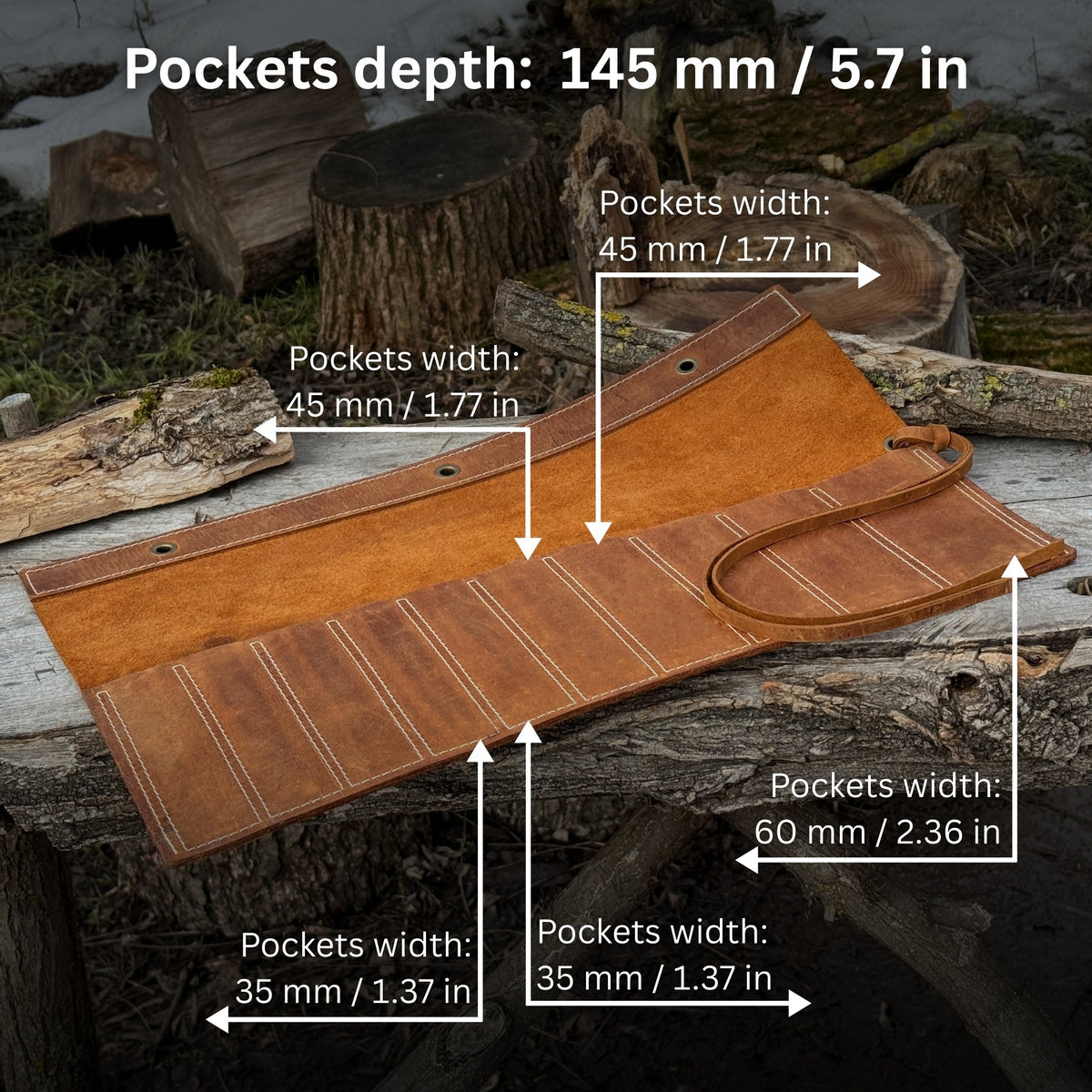 10 Pocket Leather Chisel Roll - Sharky Forged Steel Tools