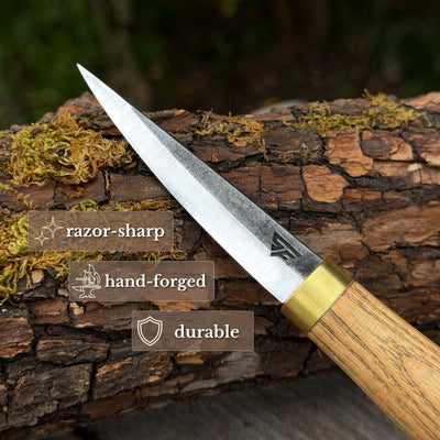 Hand Forged Whittling Sloyd Knife, 7.5 cm / 2.95 in