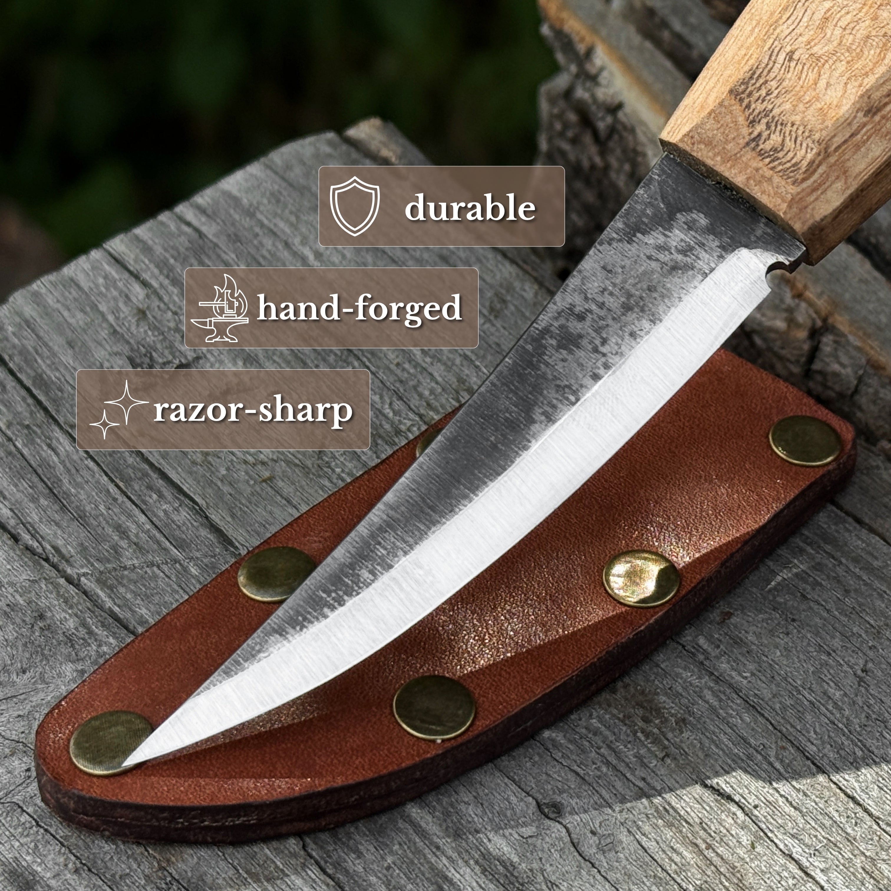 Sloyd Carving Knife with Leather Sheath, Blade 9 cm (3.54 inches)