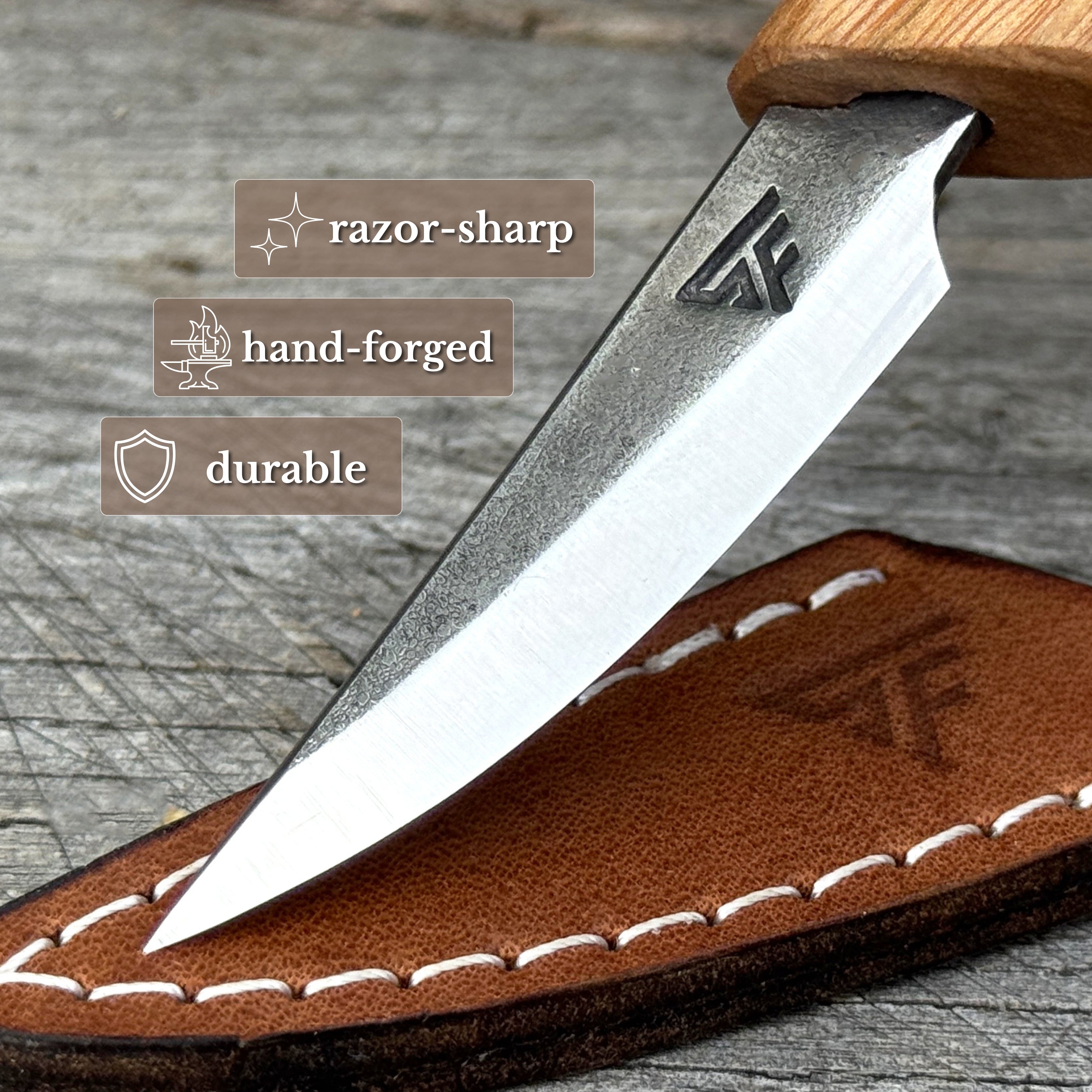 Whittling Sloyd Knife with Leather Sheath, 5.5 cm (2.16 inches)