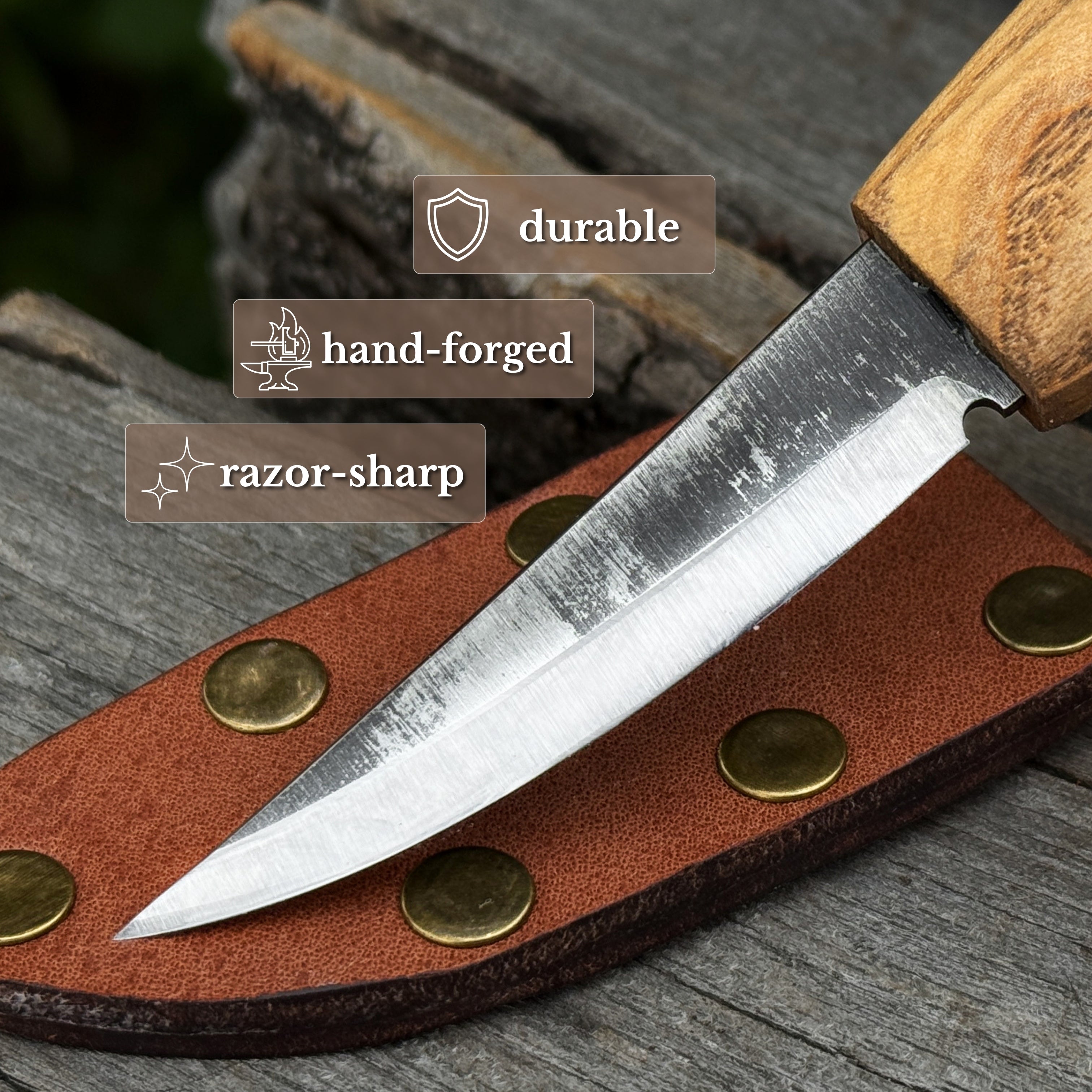 Sloyd Carving Knife with Leather Sheath, Blade 7 cm (2.76 inches)