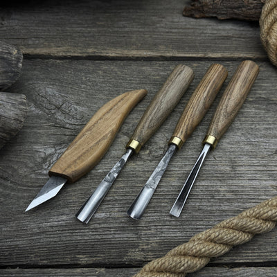 4 - Piece Carving Knife, Chisel & Gouge Set - 1