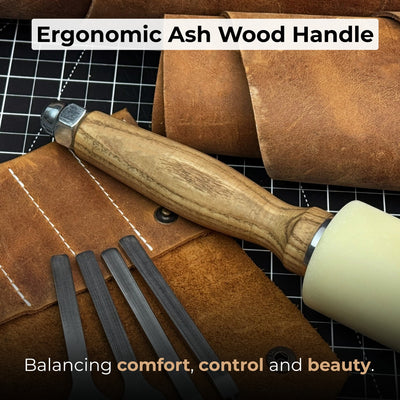 4-Piece Diamond Style Leather Pricking Iron and Leather Nylon Hammer - 5