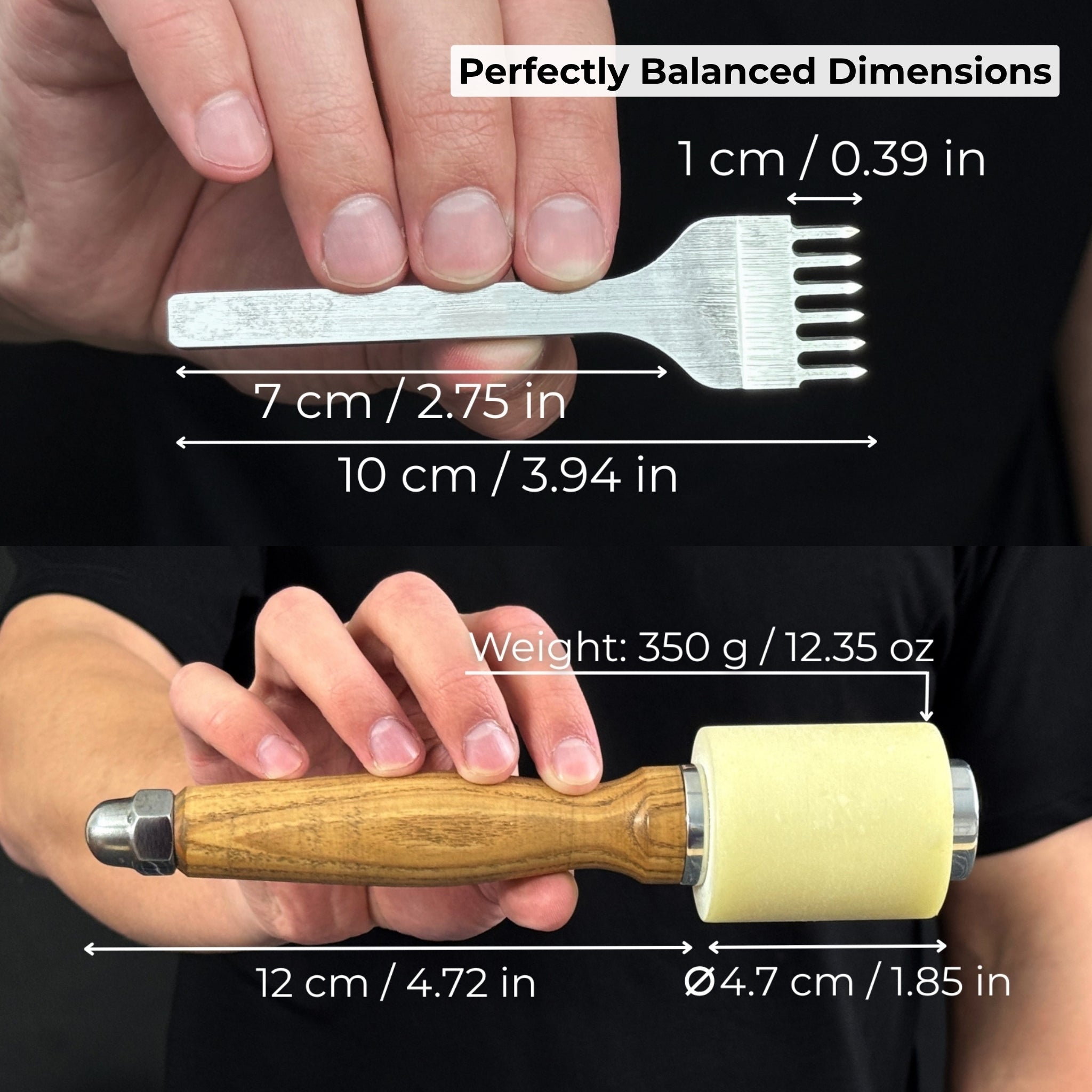 4-Piece Diamond Style Leather Pricking Iron and Leather Nylon Hammer - 7