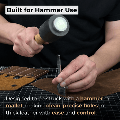 4 - Piece Diamond Style Leather Pricking Iron Set, 1, 2, 4, 6 Prongs - 3