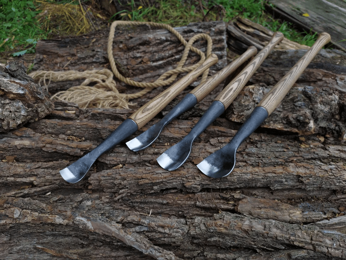 4 - Piece Hand - Forged Rounded Carpenters Timber Chisel Set - 2