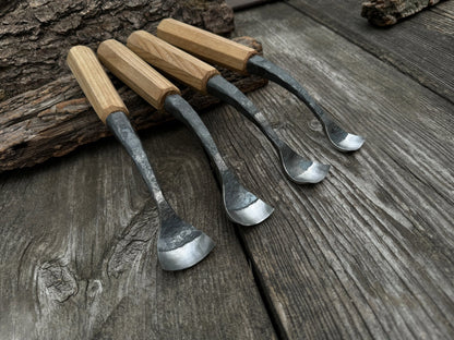 4 - Piece Hand - Forged Spoon Bent Gouge Set - 1