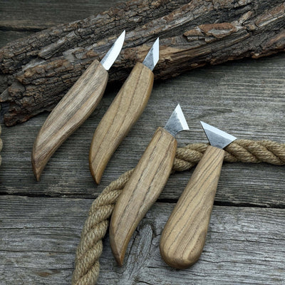 4 - Piece Hand - Forged Wood Carving Knife Set - 6