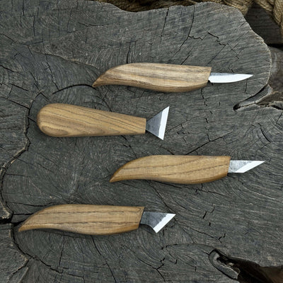 4 - Piece Hand - Forged Wood Carving Knife Set - 1