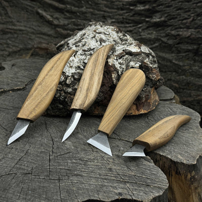 4 - Piece Hand - Forged Wood Carving Knife Set - 5