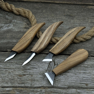 4 - Piece Hand - Forged Wood Carving Knife Set - 2