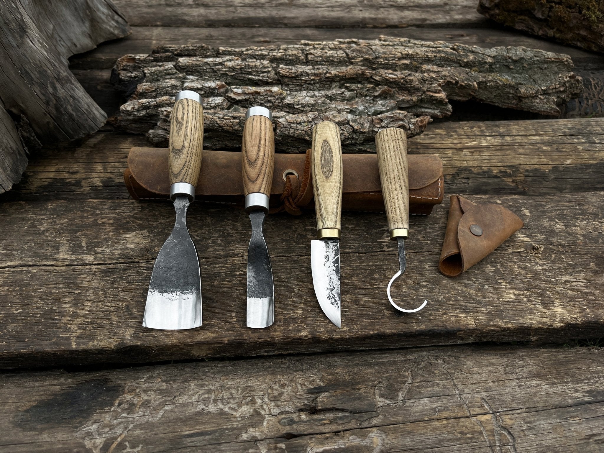 4-Piece Wood Carving Tool Set - Sharky Forged Steel Tools