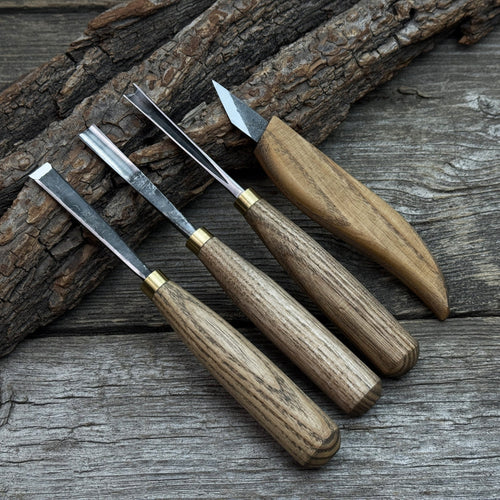 4-Piece Hand-Forged Wood Carving Tool Set - Sharky Forged Steel Tools