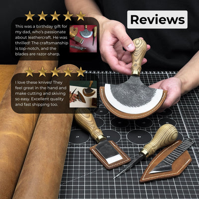 4 - Piece Leather Tool Set with Leather Sheaths - 10