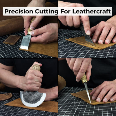 4 - Piece Leather Tool Set with Leather Sheaths - 2