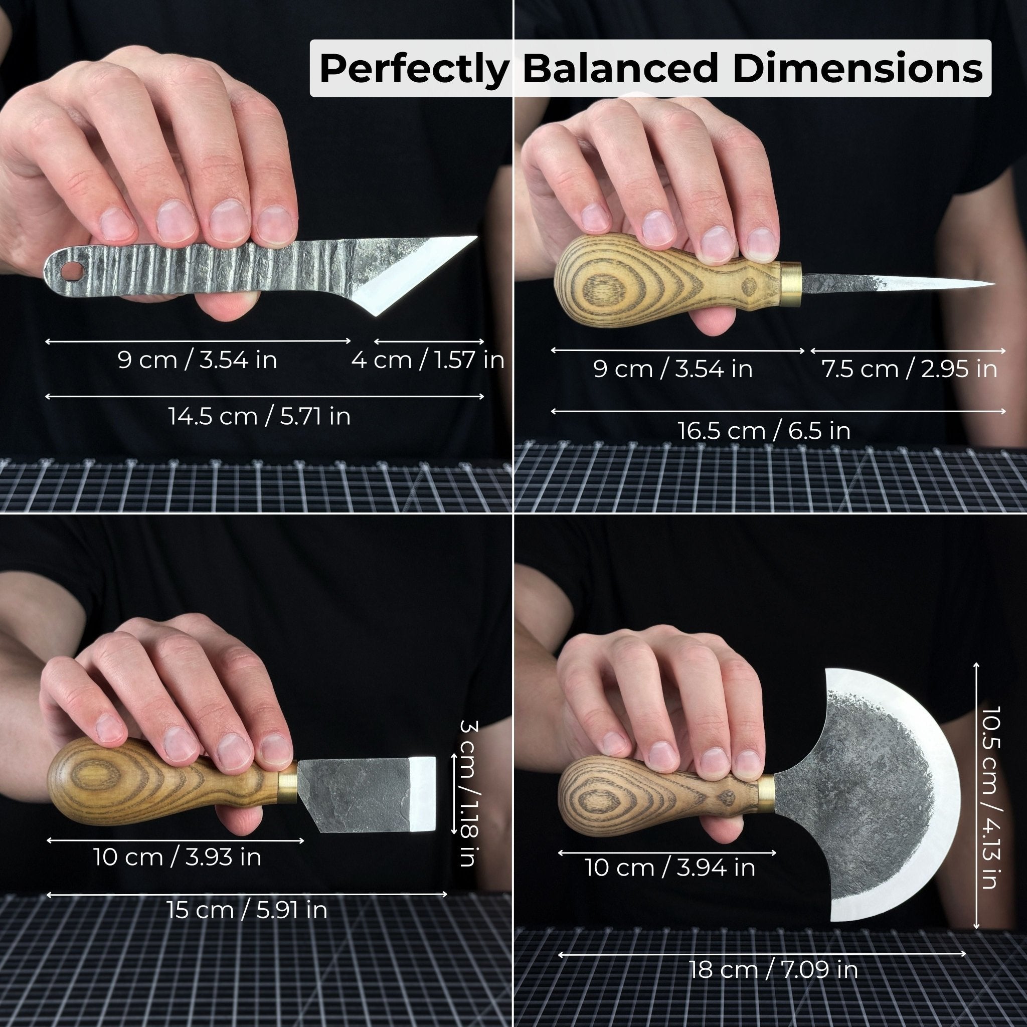 4 - Piece Leather Tool Set with Leather Sheaths - 6