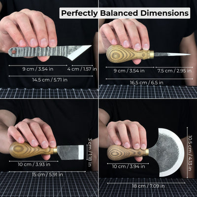 4 - Piece Leather Tool Set with Leather Sheaths - 6