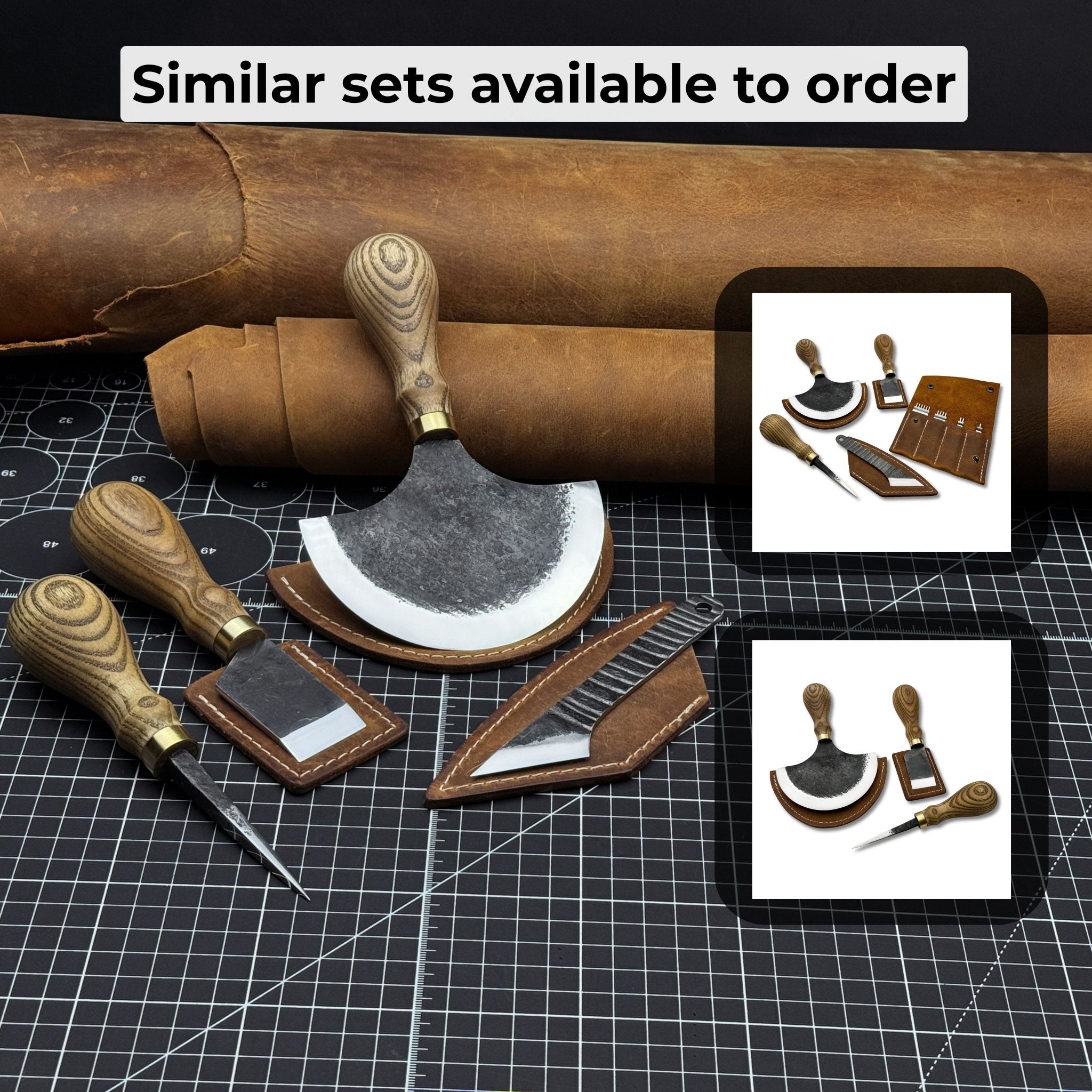 4 - Piece Leather Tool Set with Leather Sheaths - 11