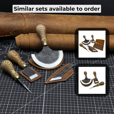 4 - Piece Leather Tool Set with Leather Sheaths - 11