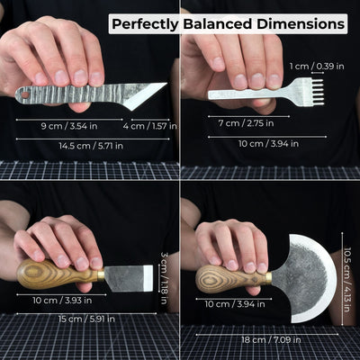 4 - Piece Leatherworking Tool Set with Leather Sheaths - 6