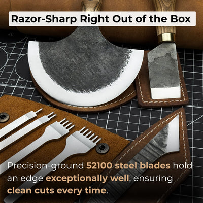 4 - Piece Leatherworking Tool Set with Leather Sheaths - 3