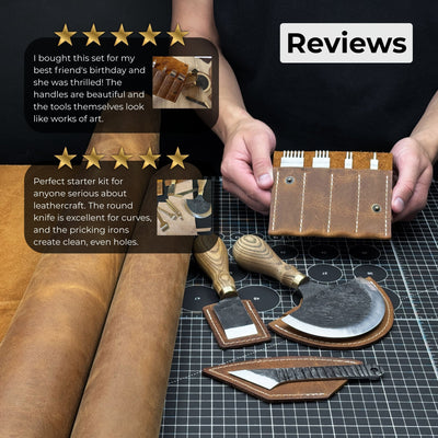 4 - Piece Leatherworking Tool Set with Leather Sheaths - 9