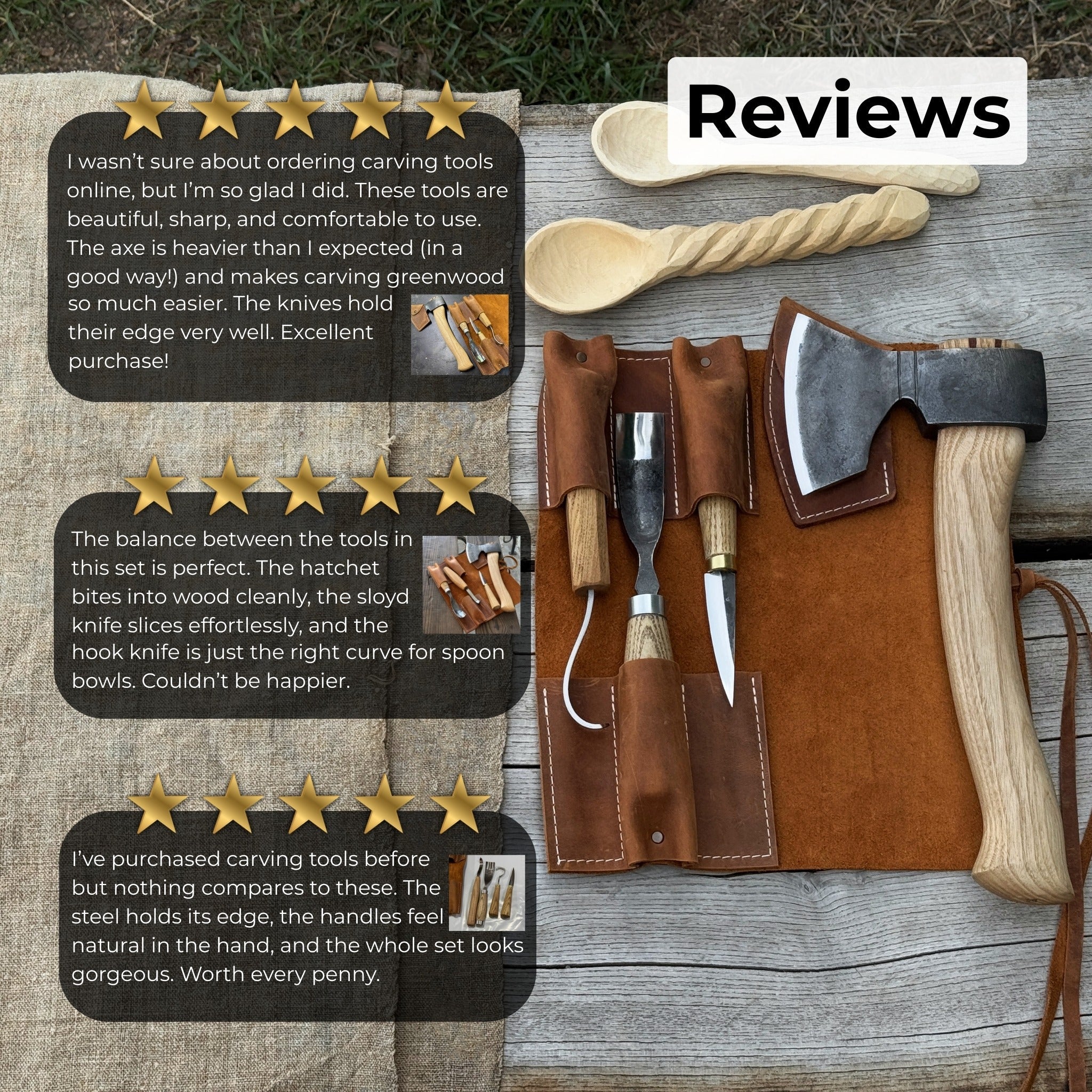 4-Piece Spoon Carving Tool Set - 10