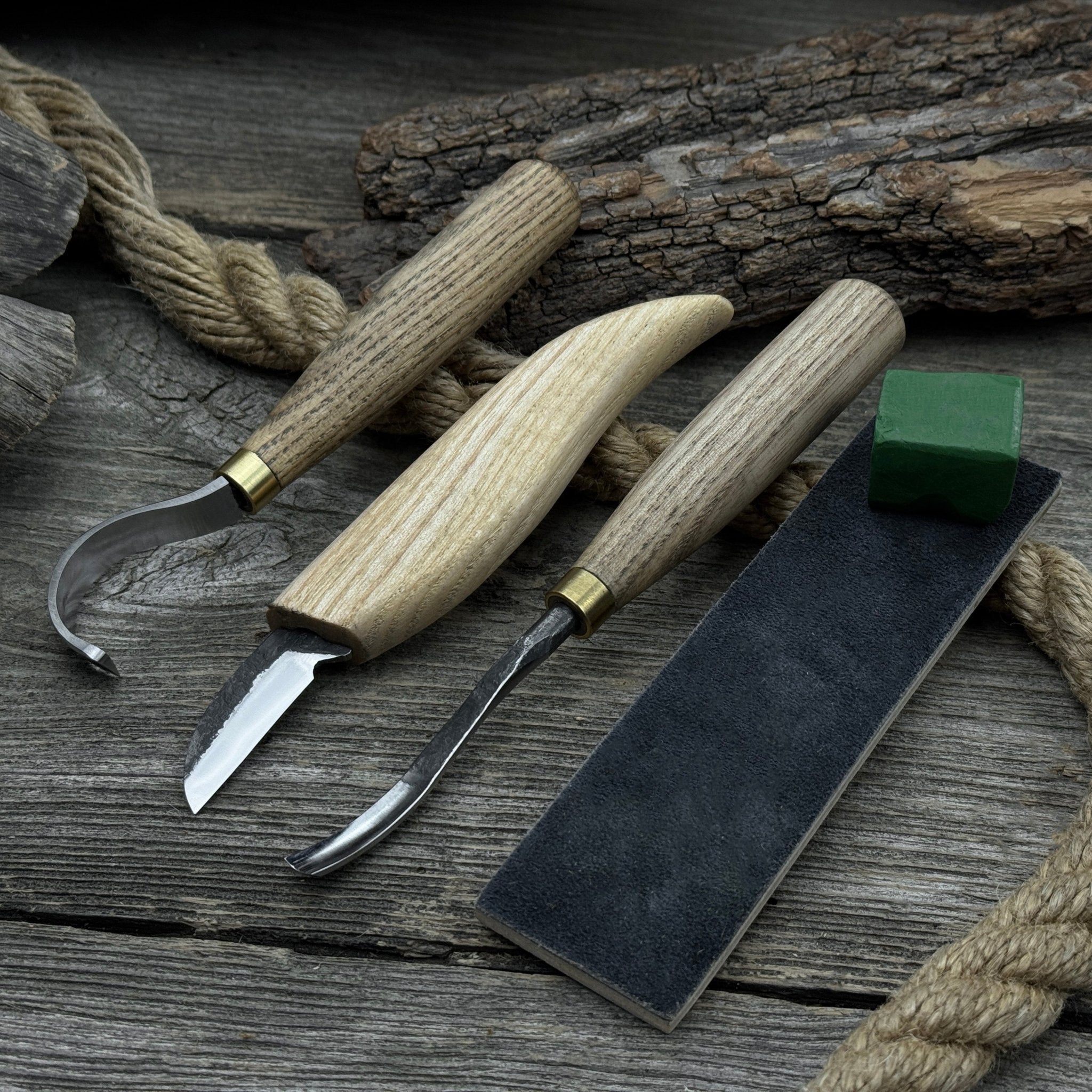 4 - Piece Spoon Carving Tool Set with Sharpening Board - 9