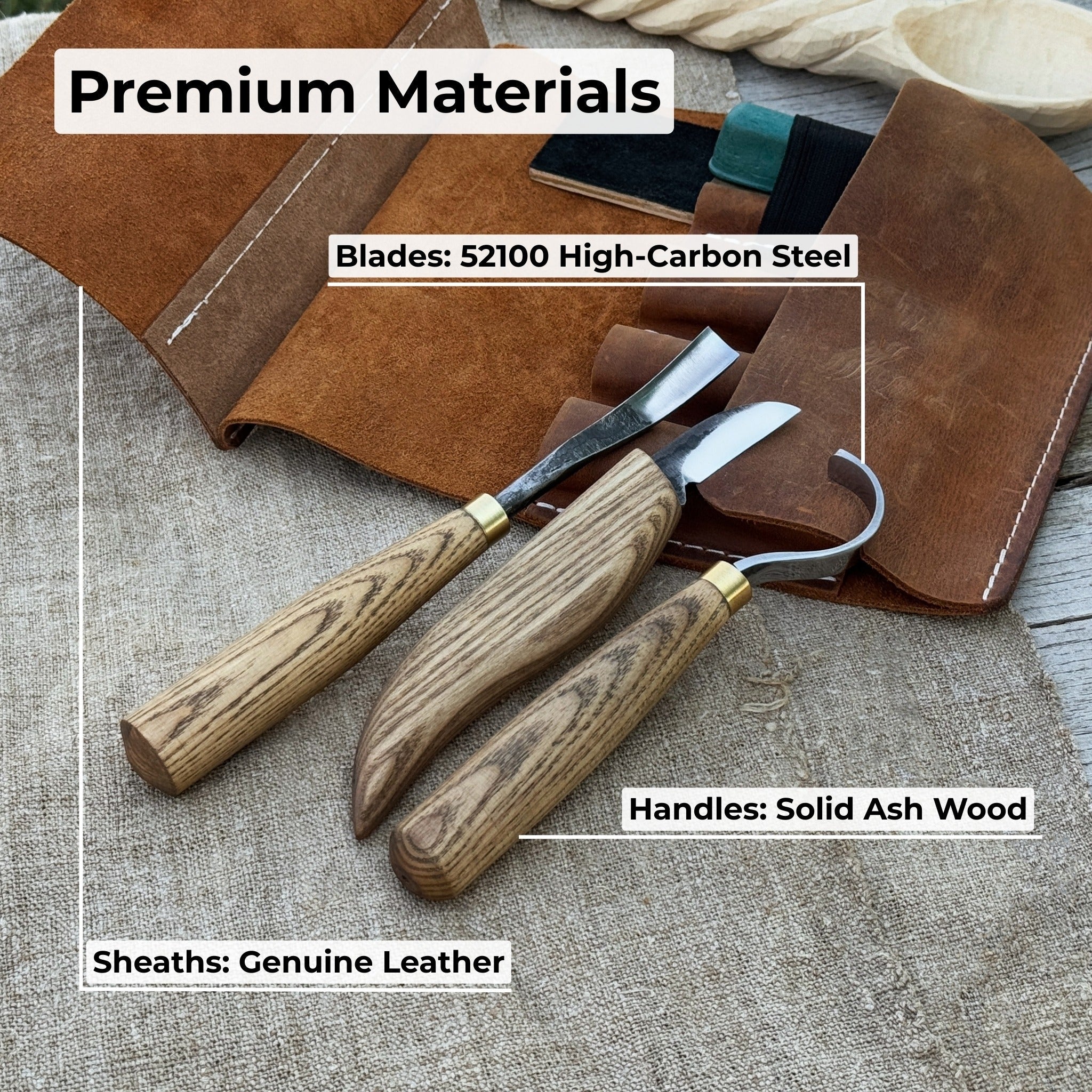 4 - Piece Spoon Carving Tool Set with Sharpening Board - 7