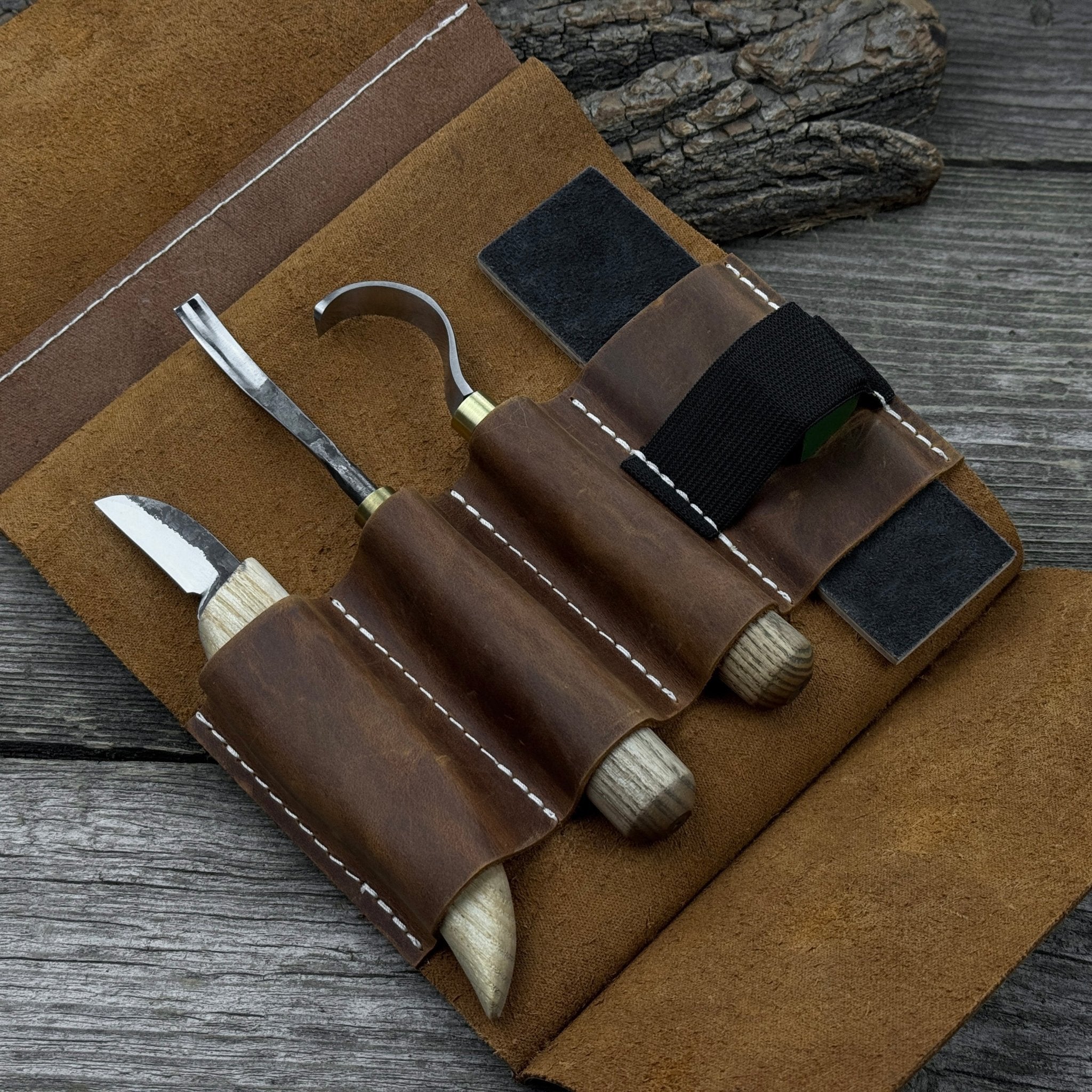 4 - Piece Spoon Carving Tool Set with Sharpening Board - 3