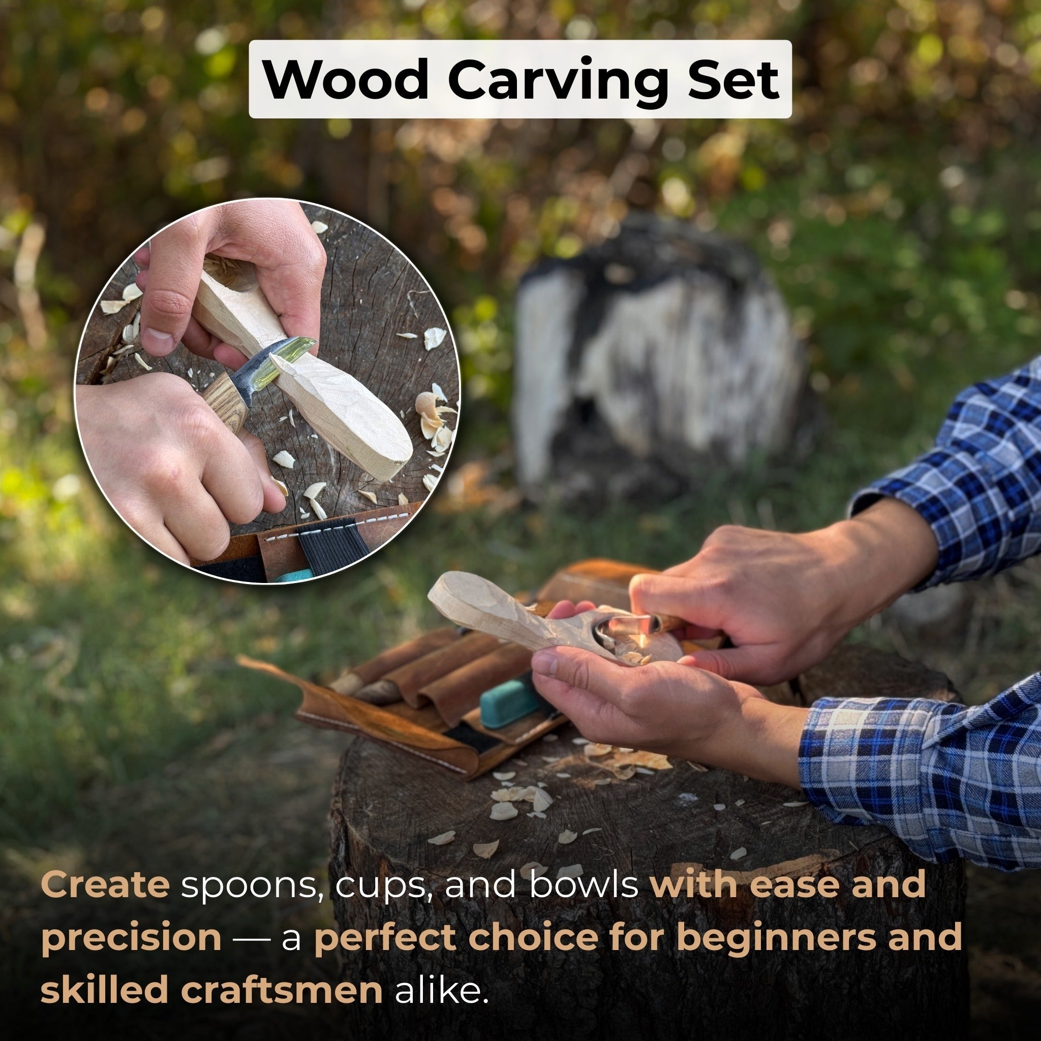 4 - Piece Spoon Carving Tool Set with Sharpening Board - 2