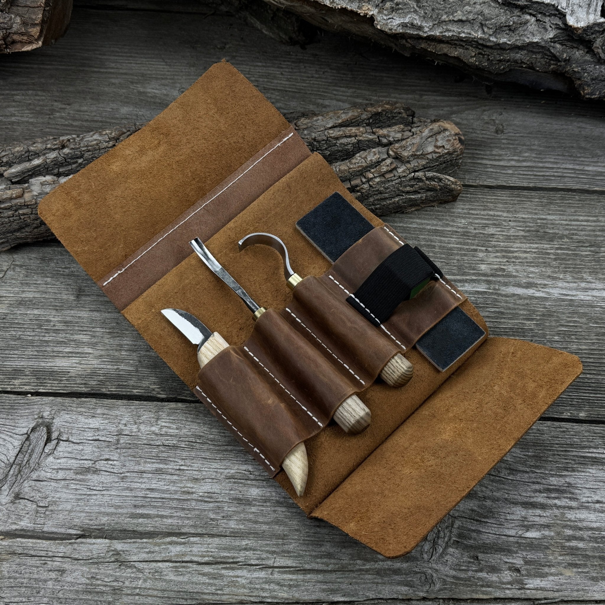 4 - Piece Spoon Carving Tool Set with Sharpening Board - 1
