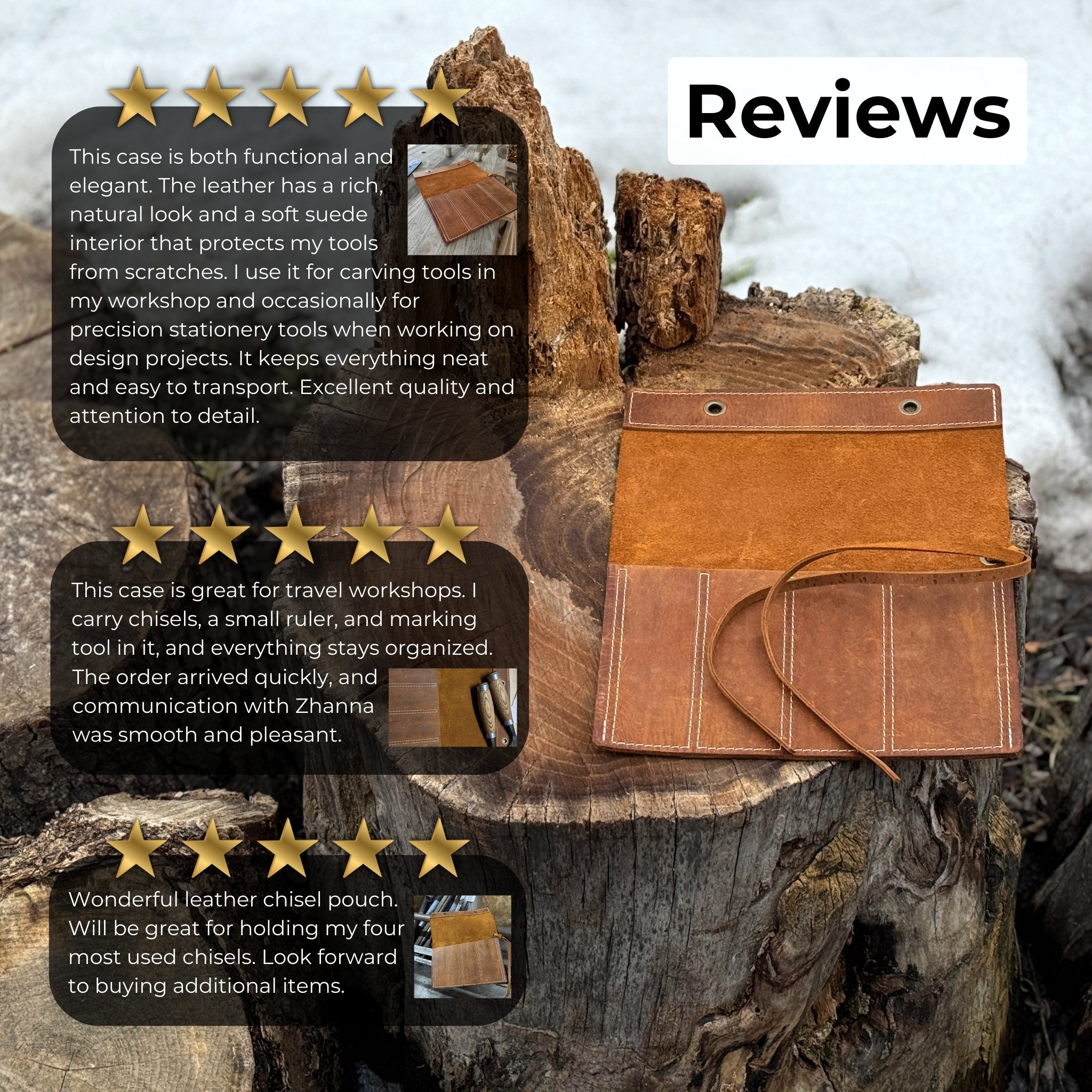 4 Pocket Leather Chisel Roll - 11