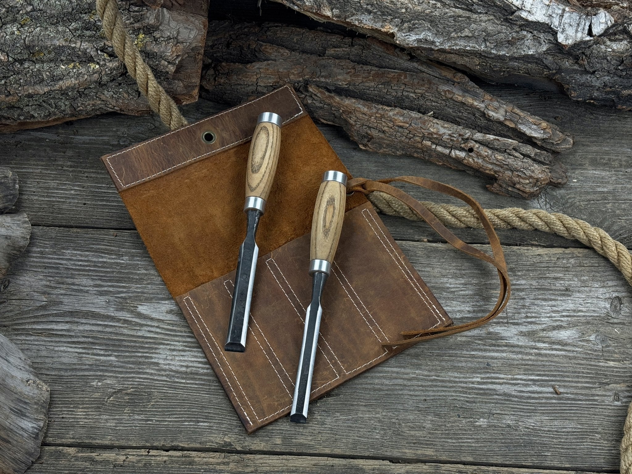 4 Pocket Leather Chisel Roll - 3