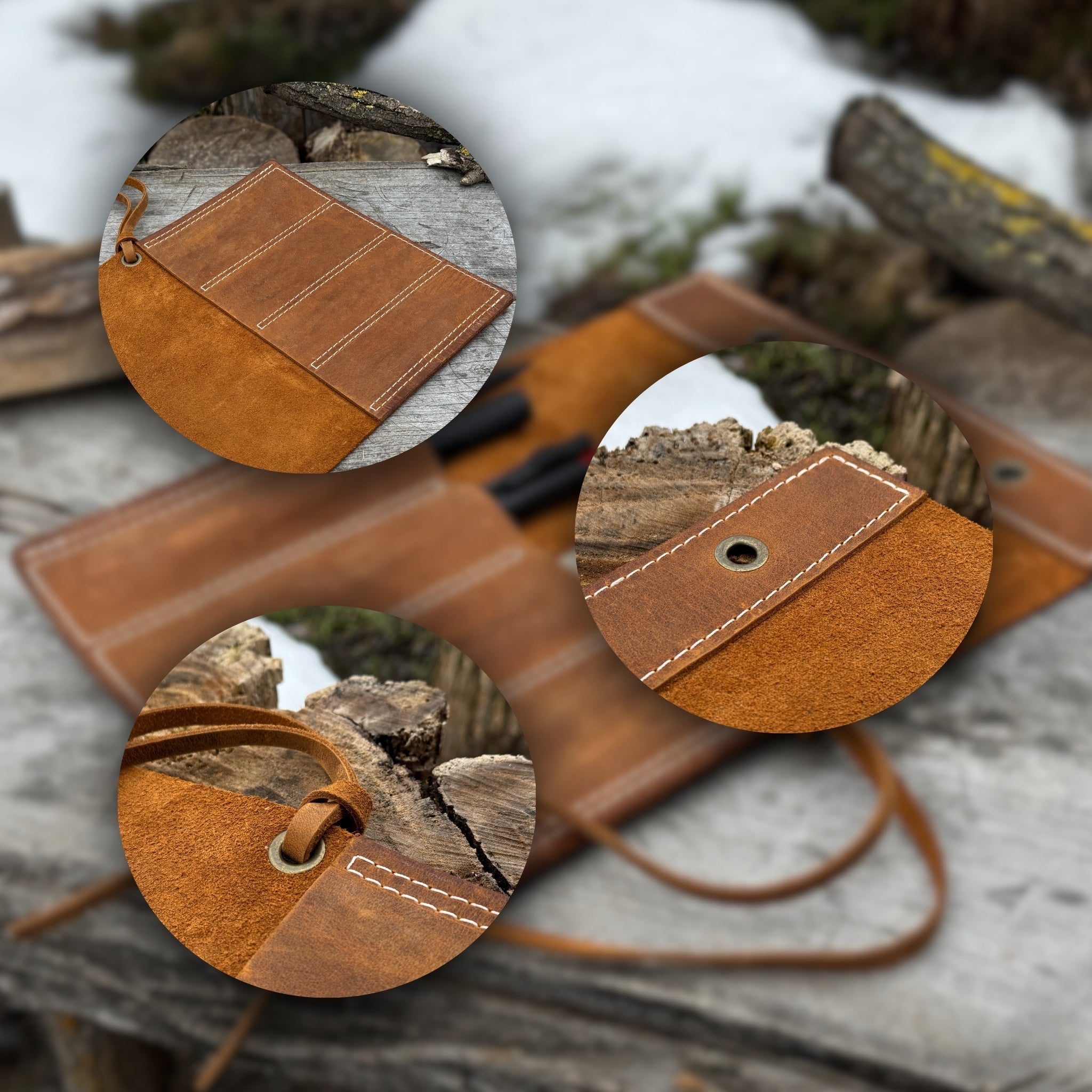 4 Pocket Leather Chisel Roll - 7