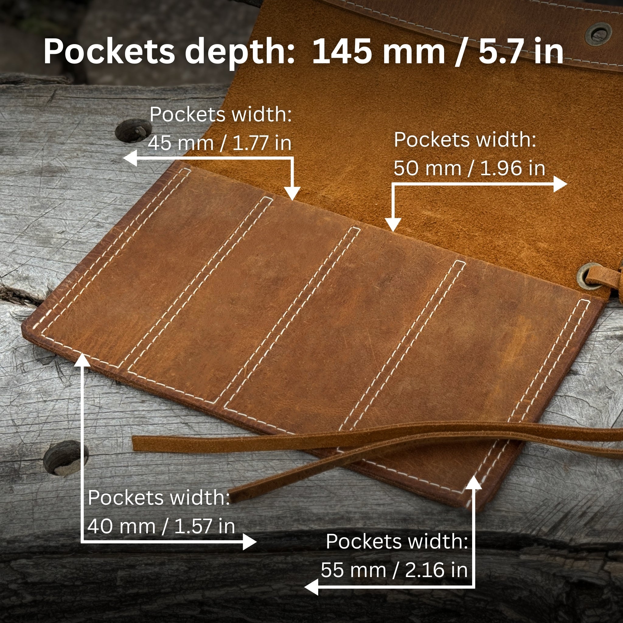 4 Pocket Leather Chisel Roll - 4