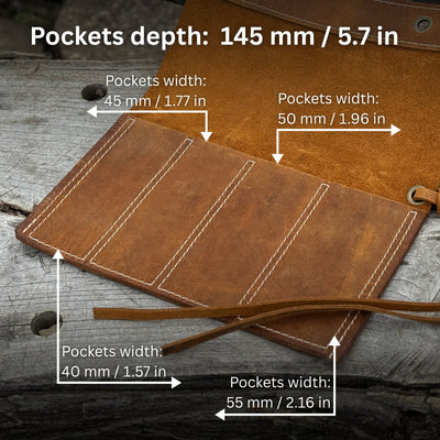 4 Pocket Leather Chisel Roll - 4