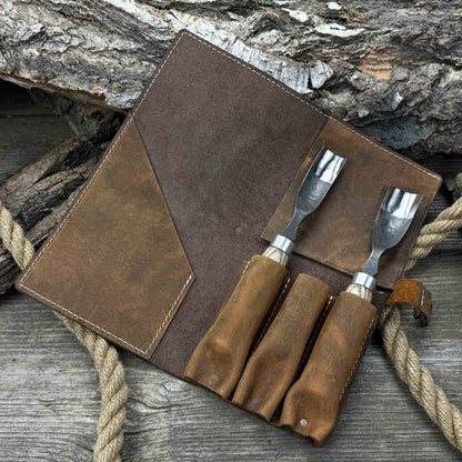 4 Pocket Leather Tool Roll for Carving Tools - 7