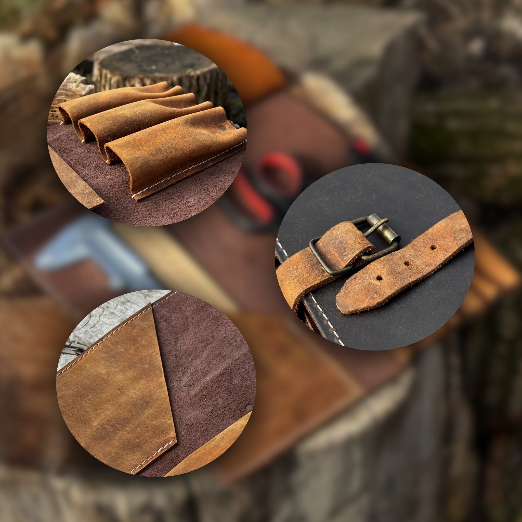 4 Pocket Leather Tool Roll for Carving Tools - 8