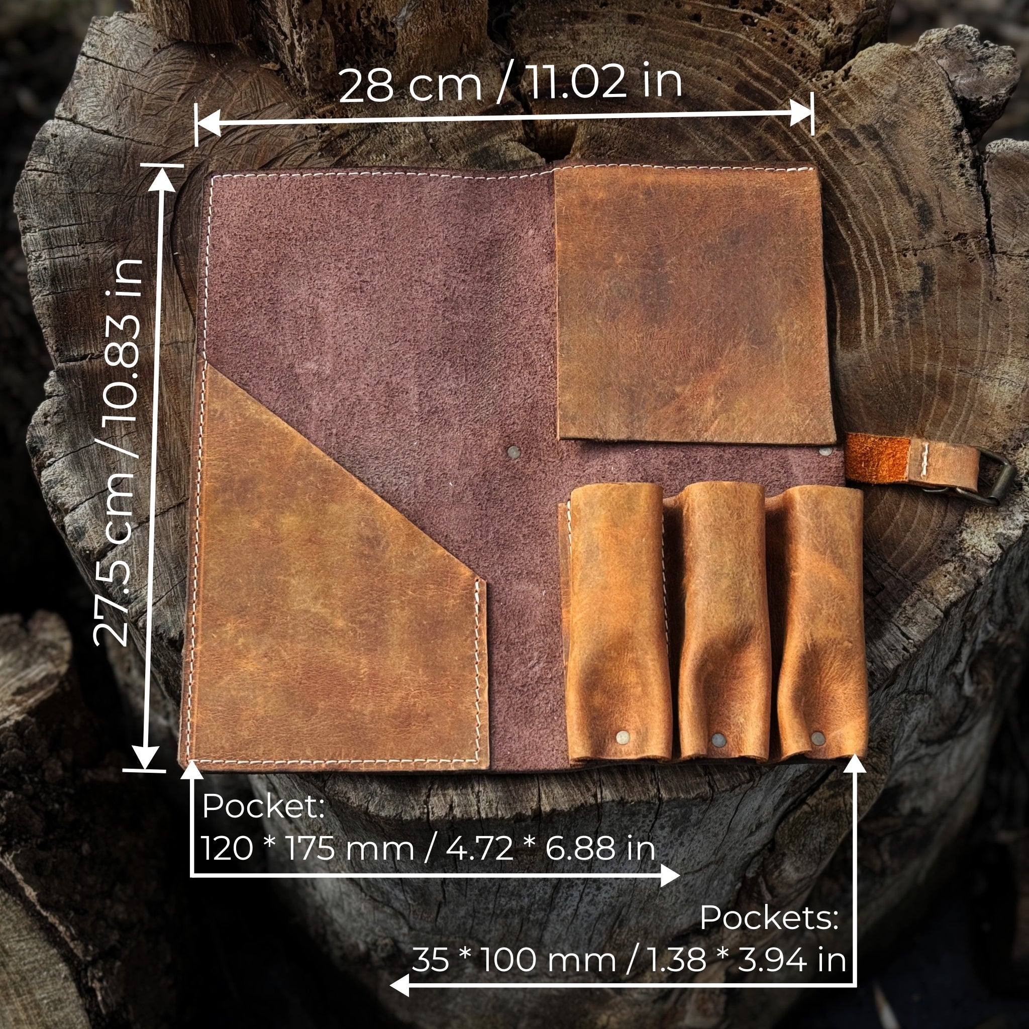 4 Pocket Leather Tool Roll for Carving Tools - 2