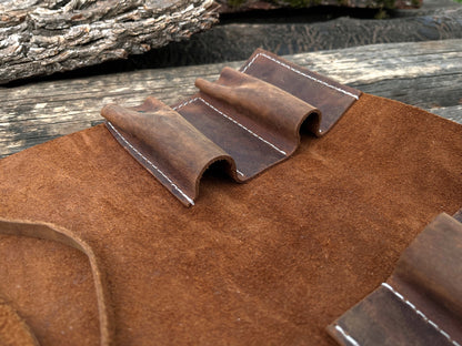 4 Pocket Leather Tool Roll - 4