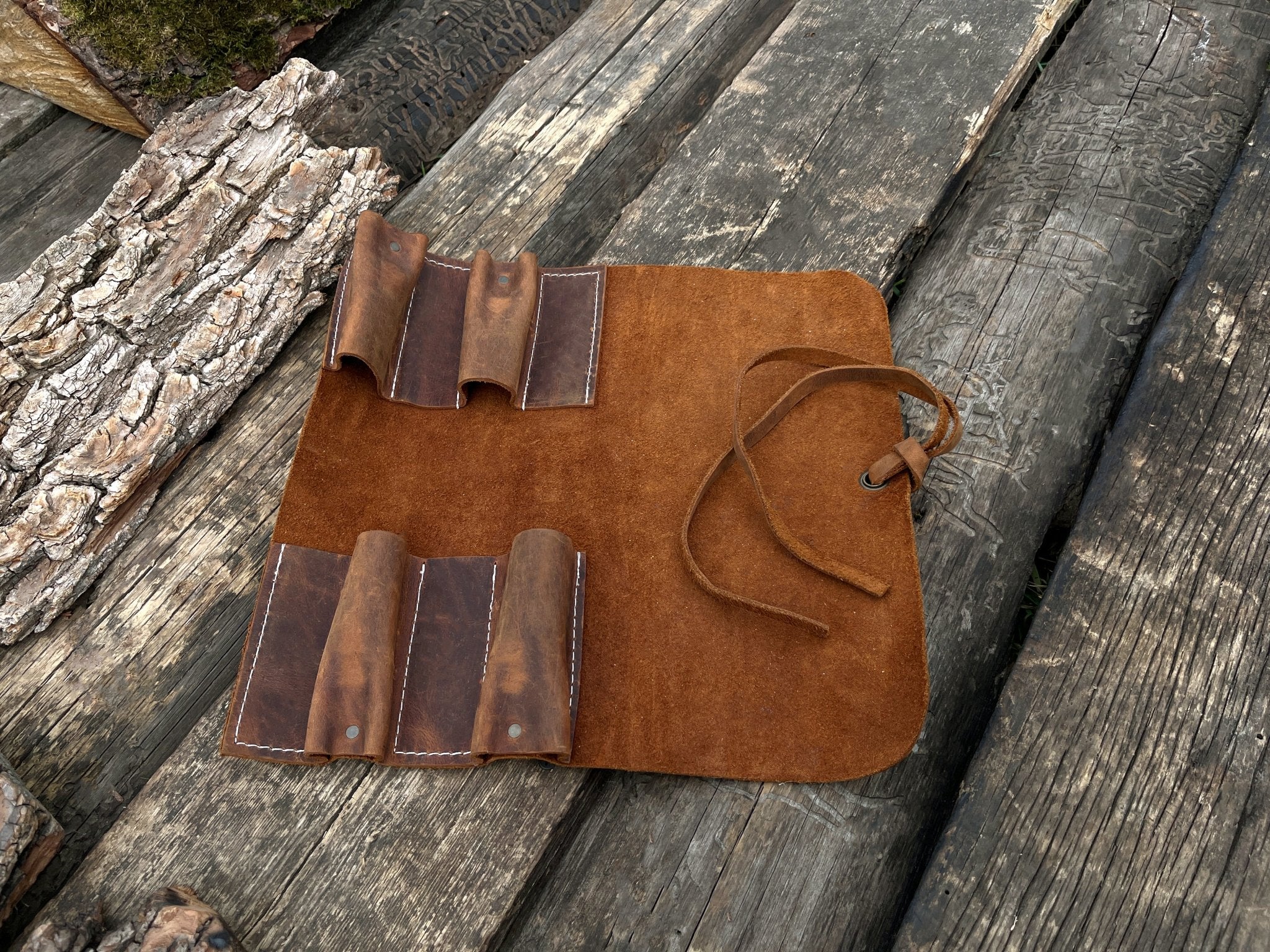 4 Pocket Leather Tool Roll - 3