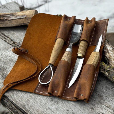 4 Pocket Leather Tool Roll - 15
