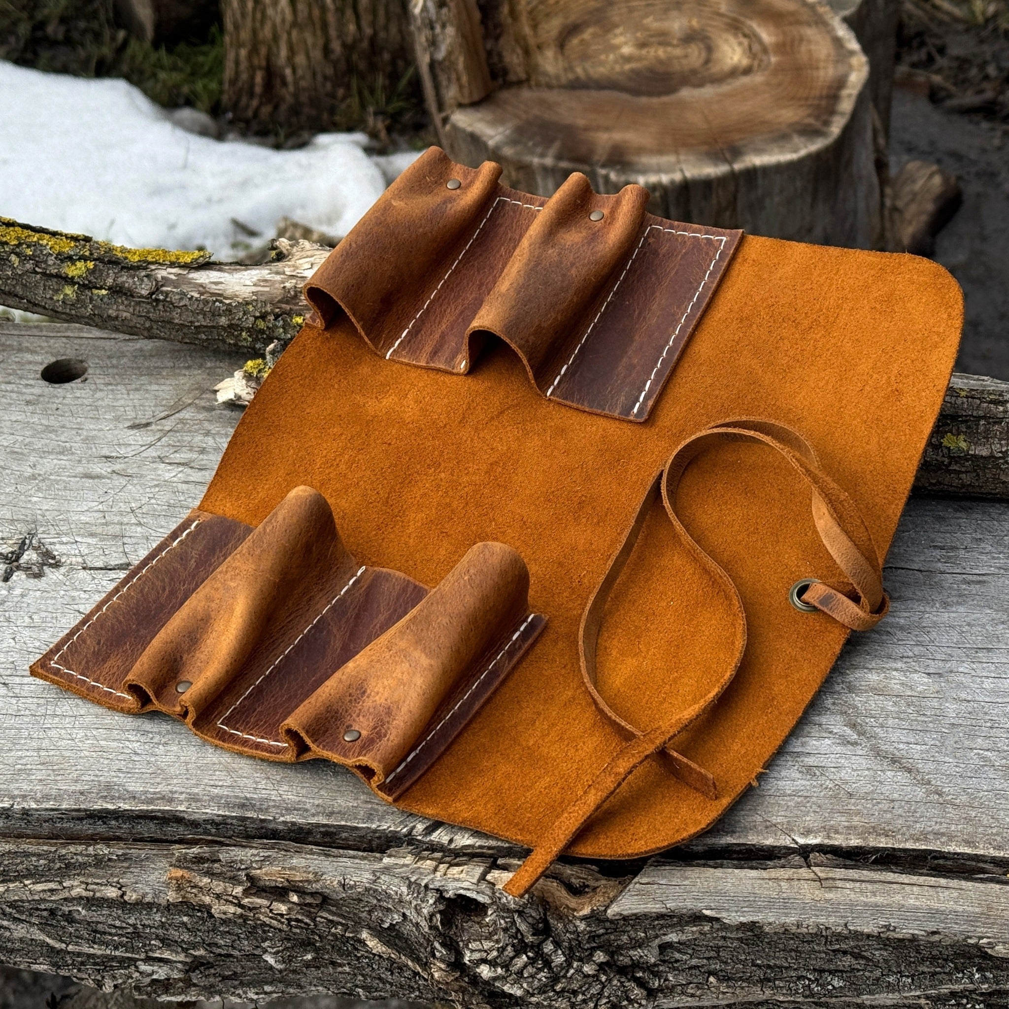 4 Pocket Leather Tool Roll - 23