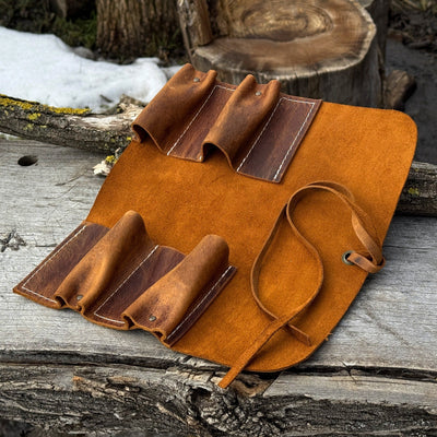 4 Pocket Leather Tool Roll - 23