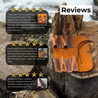 4 Pocket Leather Tool Roll - 11