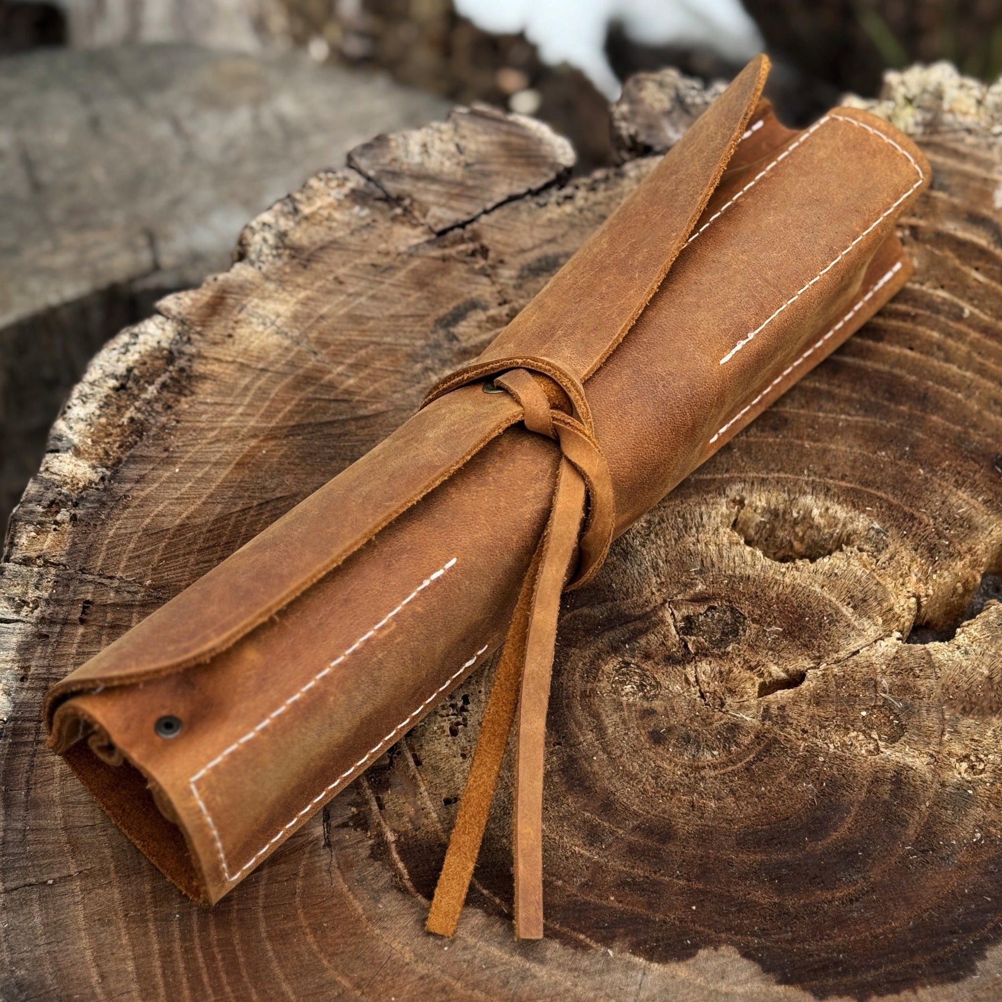 4 Pocket Leather Tool Roll - 8