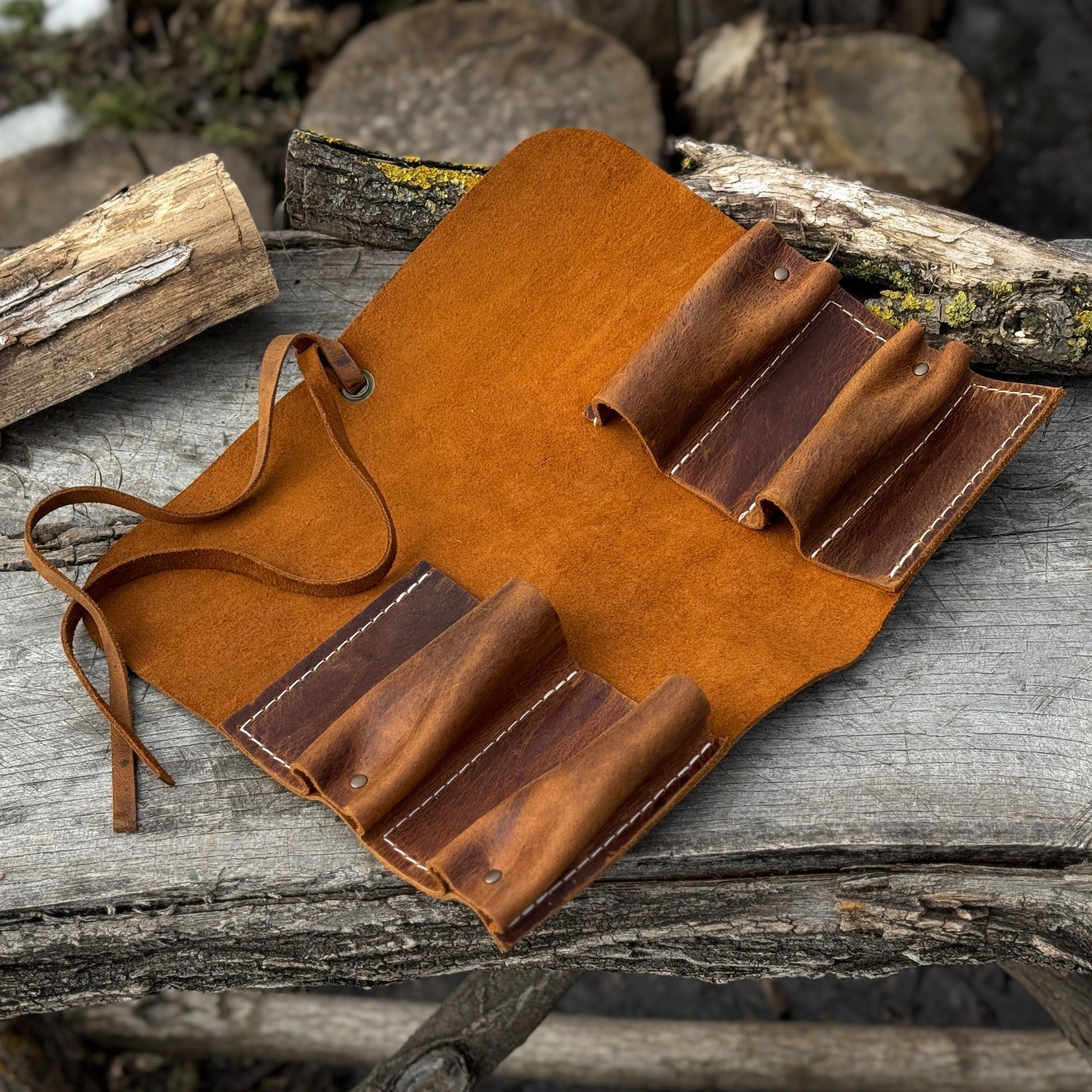 4 Pocket Leather Tool Roll - 19